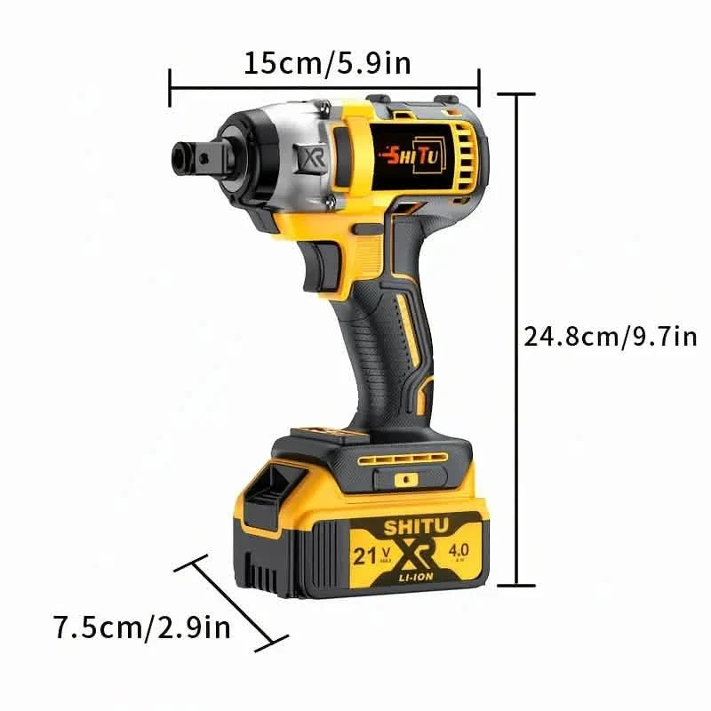 21V Akku-Bürstenloser Schlagschrauber-Bohrer-Set – Lithium-Bohrer + Akku x1, 4000mAh Akku, Werkzeugkoffer & Zubehör