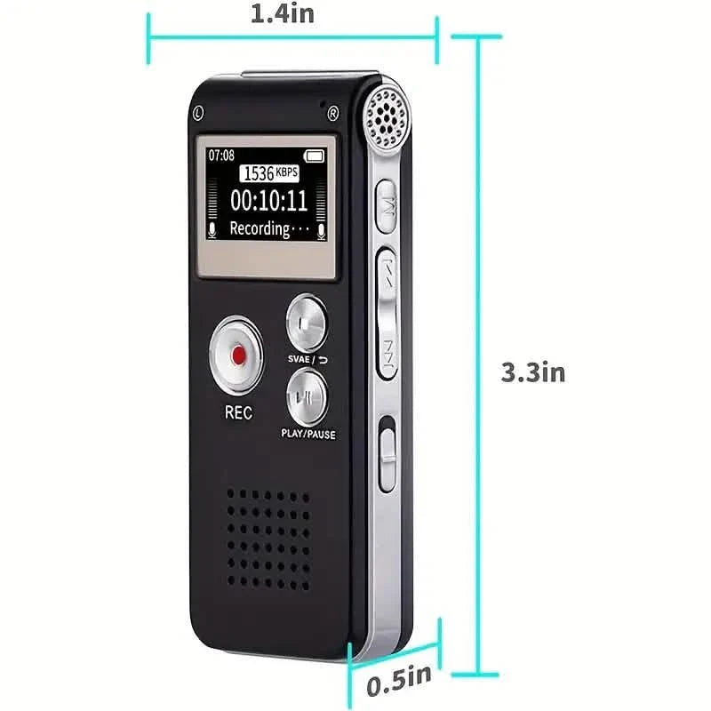 8GB Digitaler Diktiergerät & MP3-Player – Tragbares Audio für Meetings & Vorlesungen