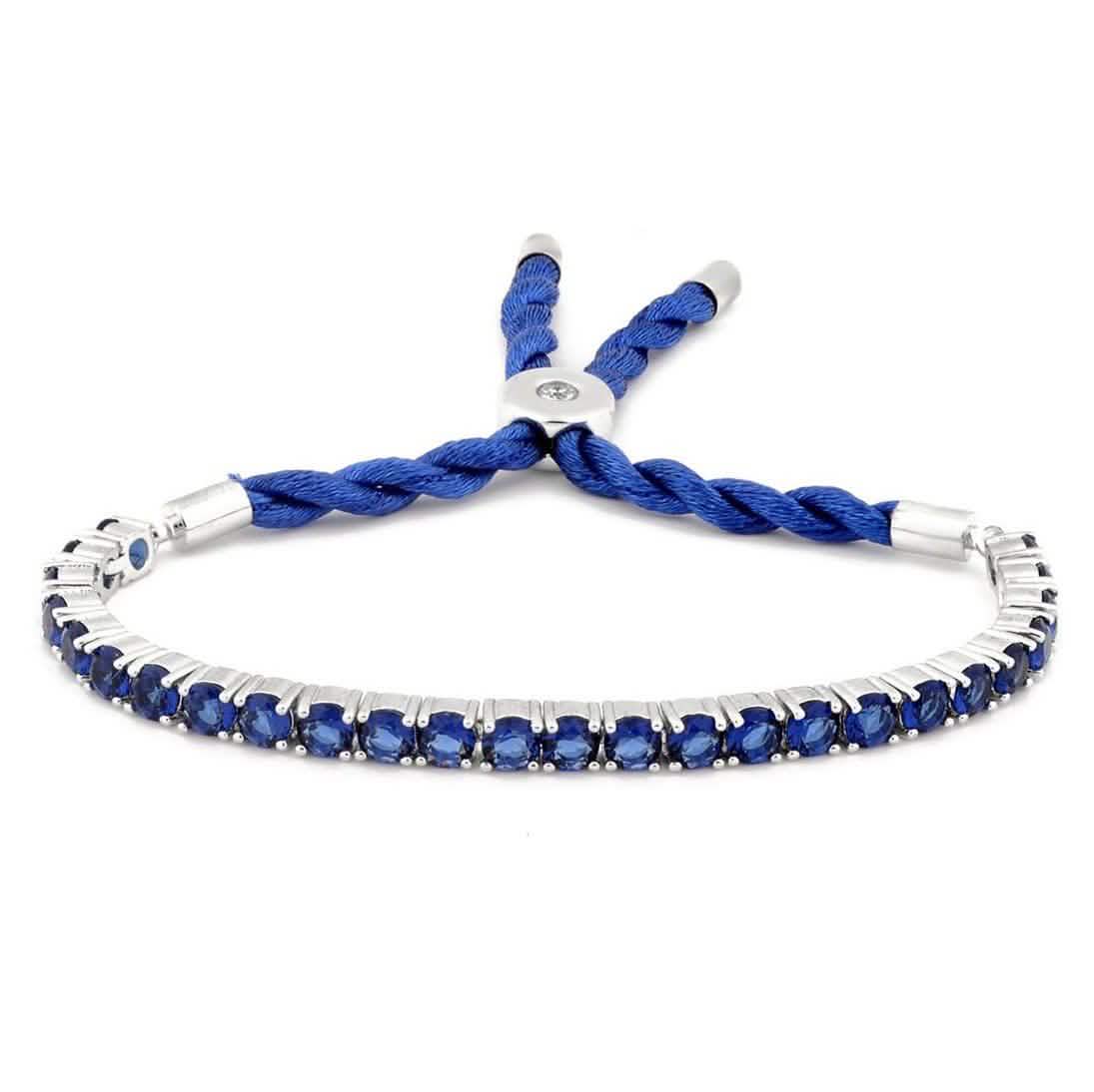 3,55 CTW Verstellbares Kordelarmband aus synthetischem blauen Saphir von MUIBLU Gems
