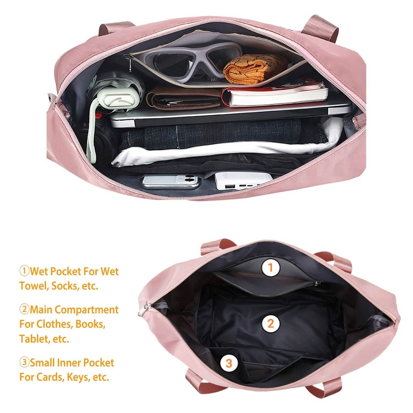 35L/9,2Gal Reisetasche mit Schultergurt und Trolley-Aufsteckfunktion