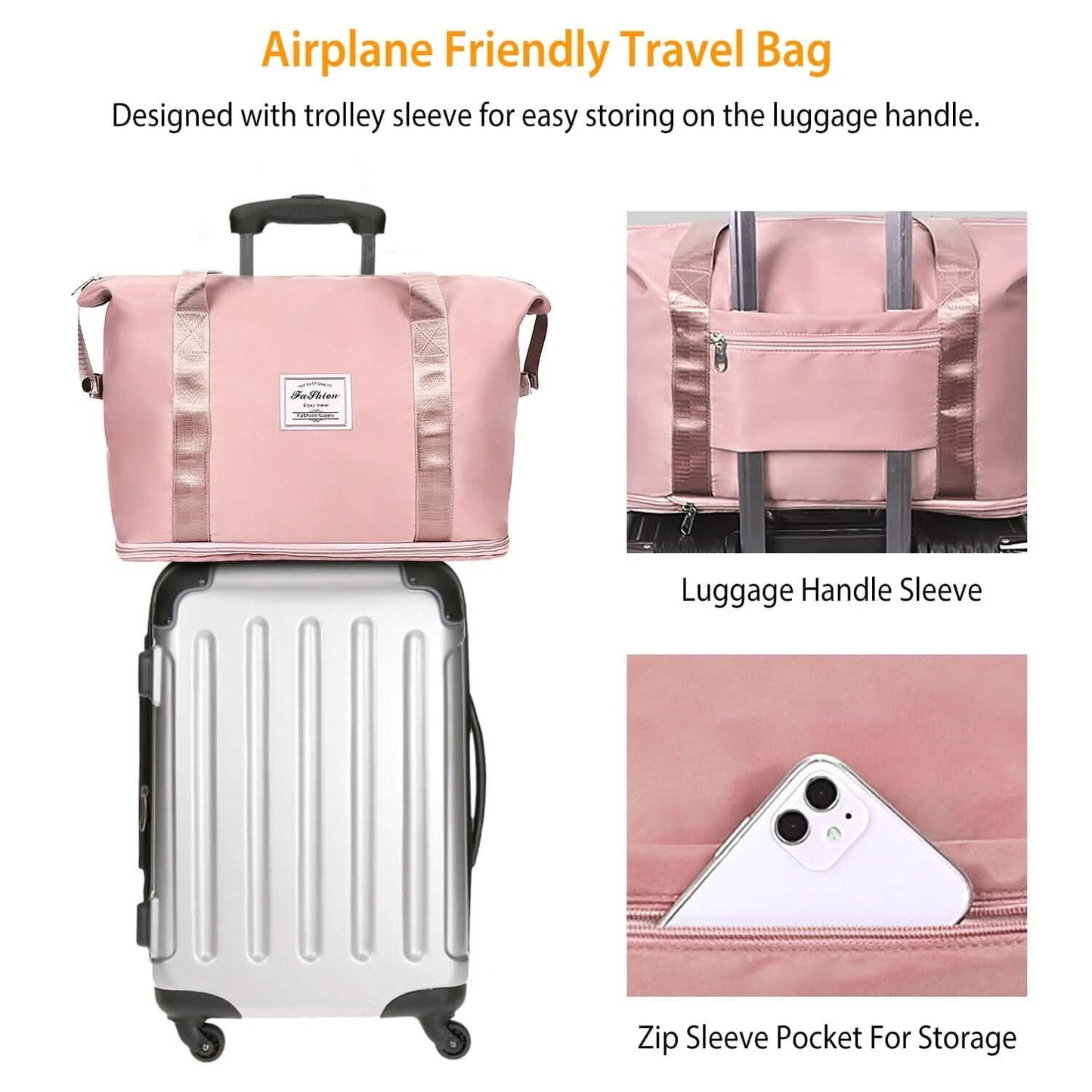35L/9,2Gal Reisetasche mit Schultergurt und Trolley-Aufsteckfunktion