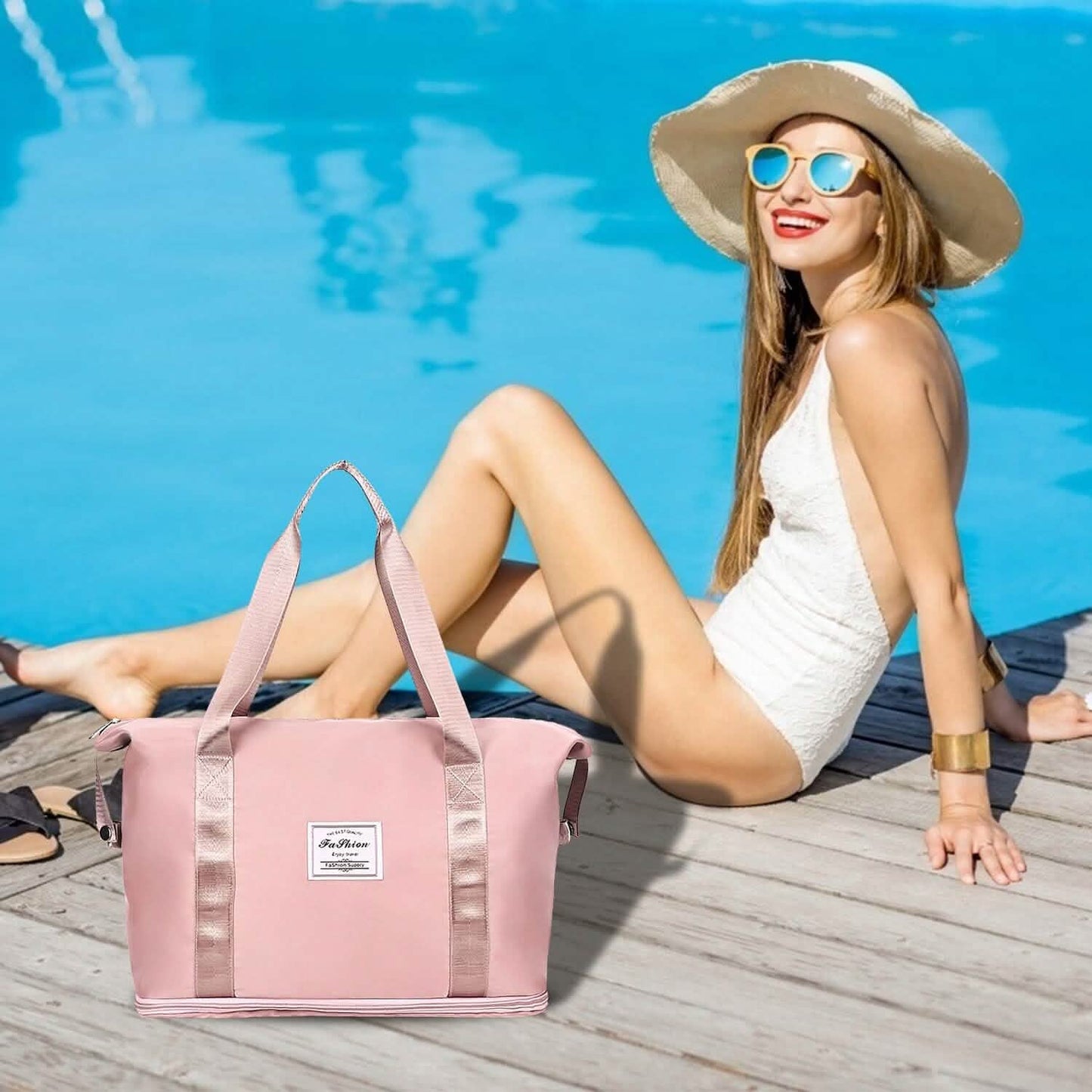 35L/9,2Gal Reisetasche mit Schultergurt und Trolley-Aufsteckfunktion