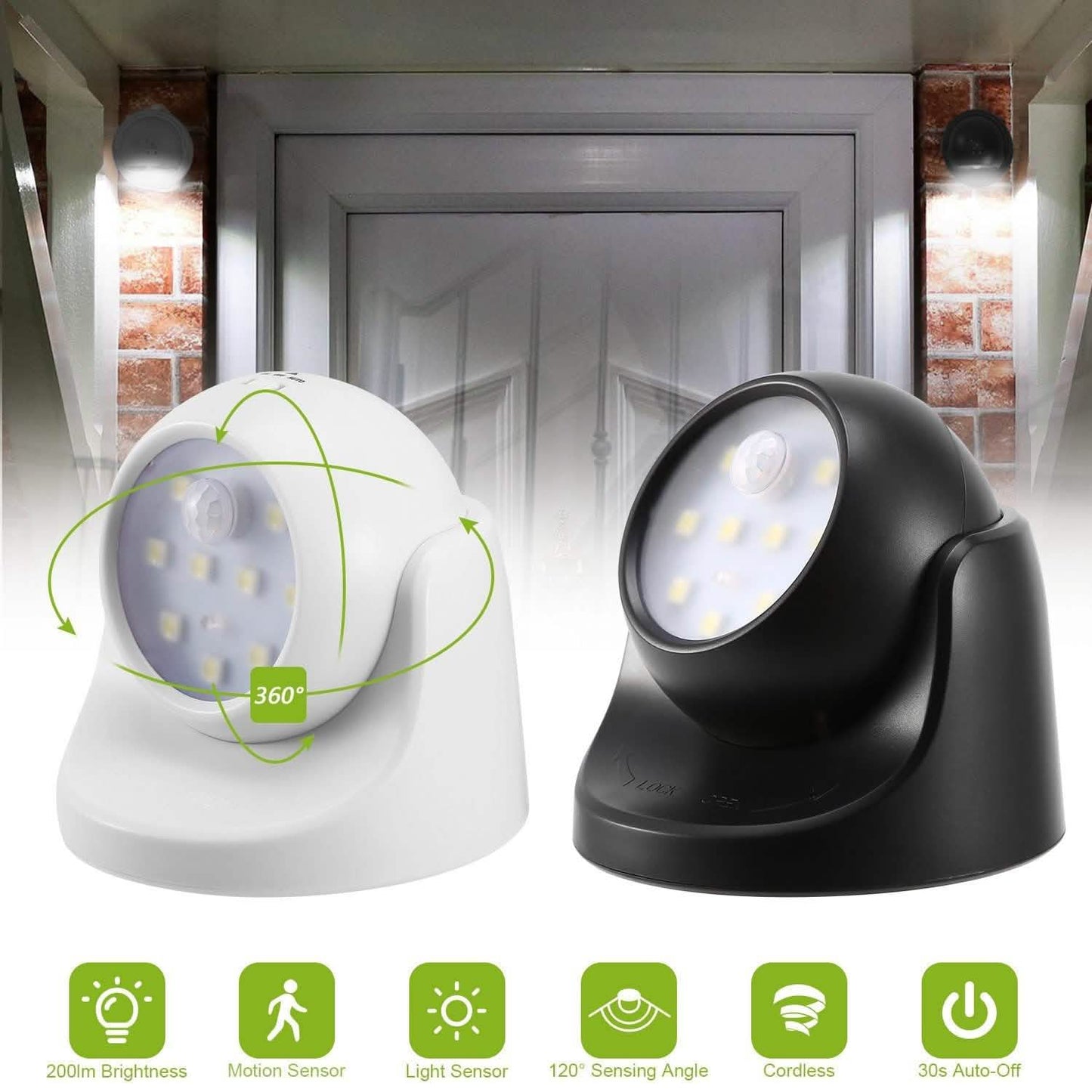 360°-LED-Nachtlichter mit Sensor, kabellos