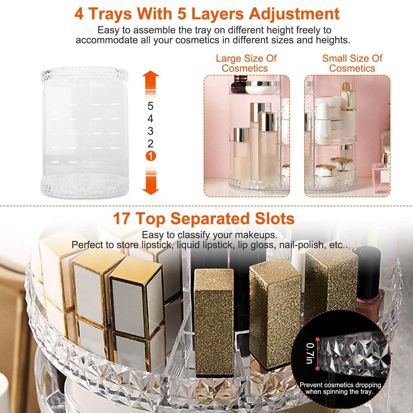 360° drehbarer Make-up-Organizer