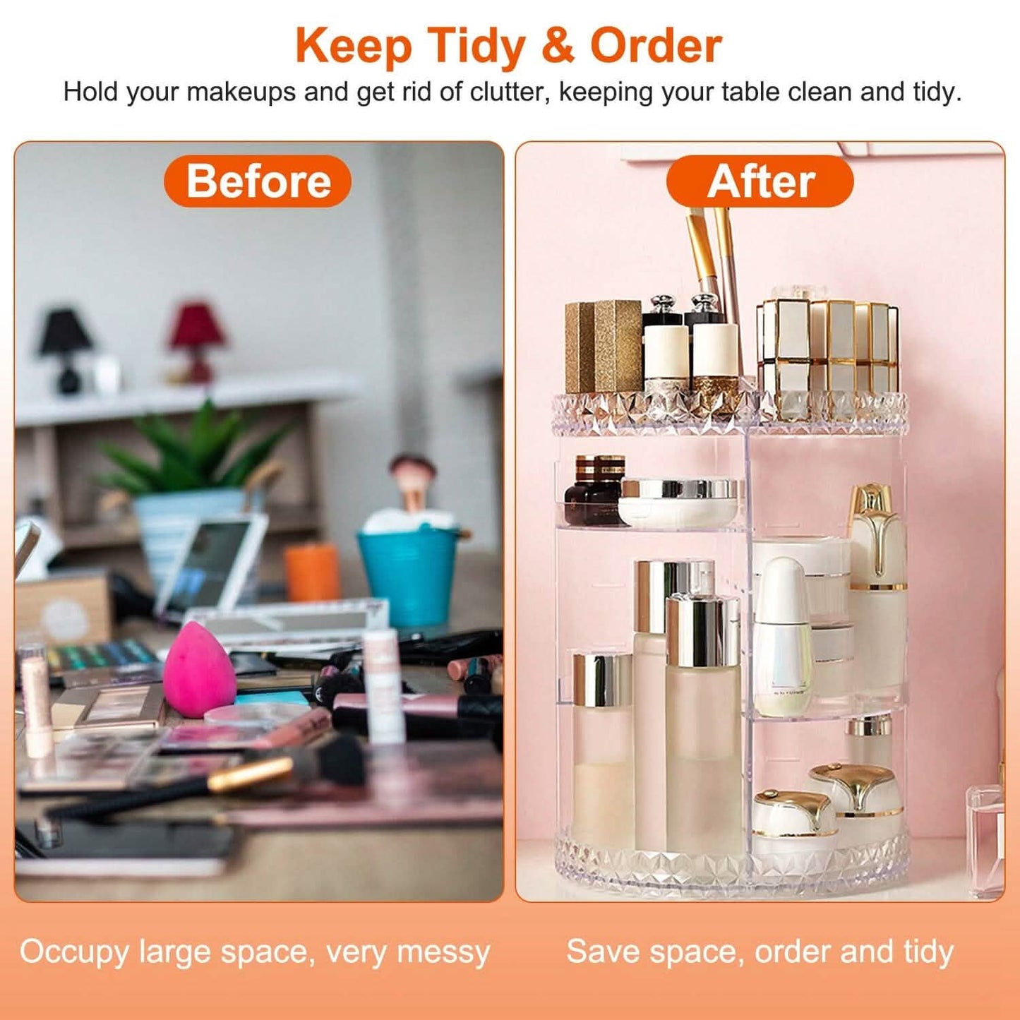 360° drehbarer Make-up-Organizer