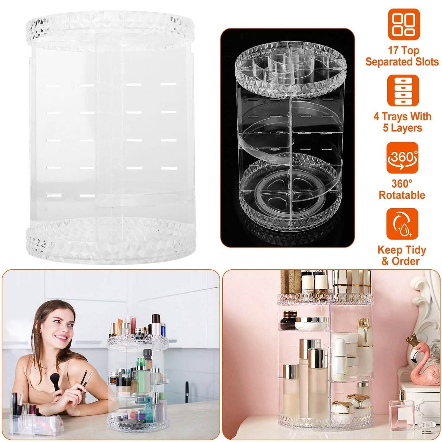 360° drehbarer Make-up-Organizer