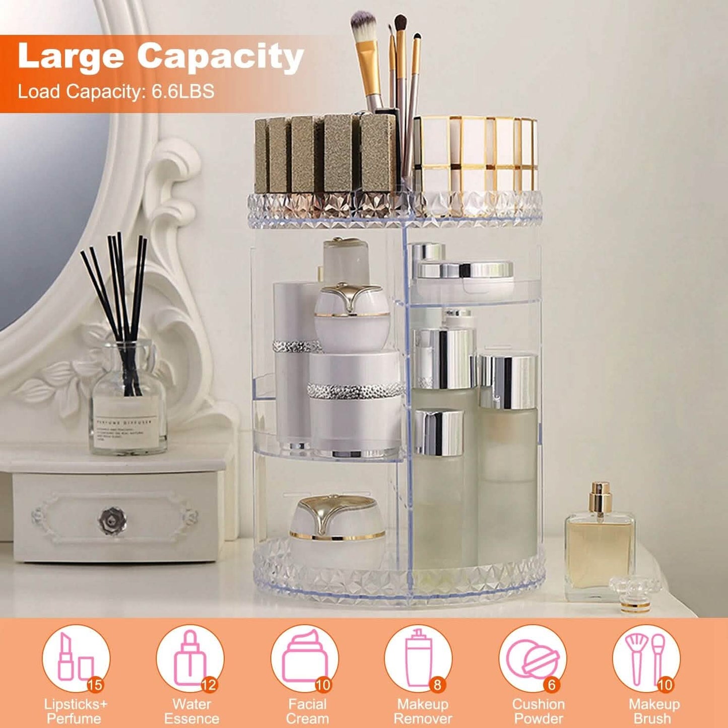 360° drehbarer Make-up-Organizer