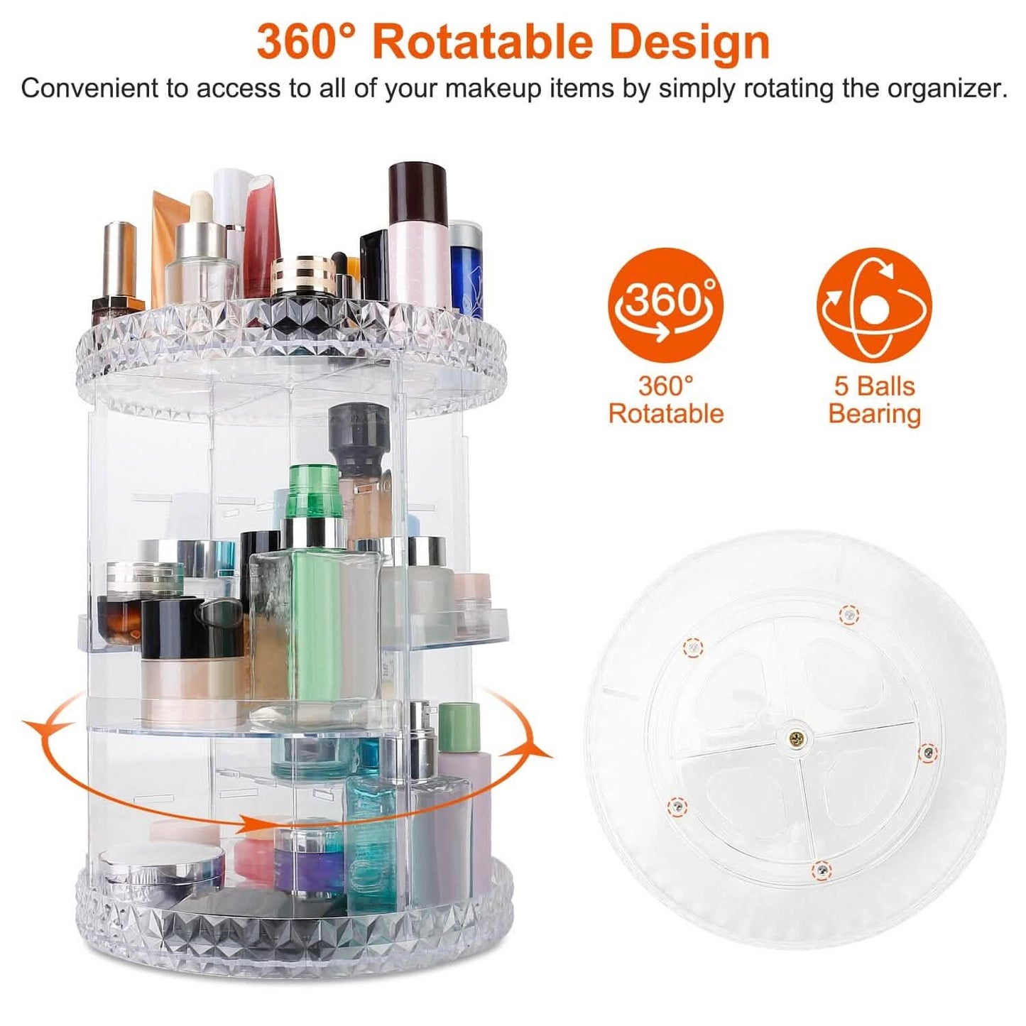 360° drehbarer Make-up-Organizer