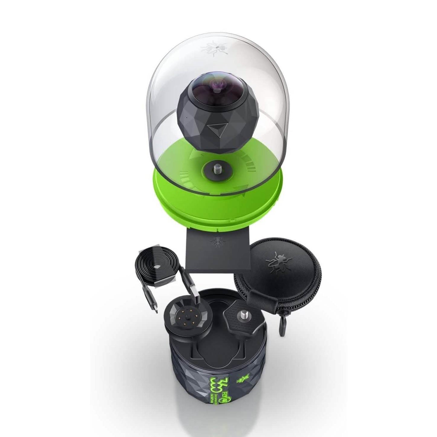 360Fly 4K VR-fähige Action-Videokamera Professioneller Camcorder - Schwarz (Generalüberholt)