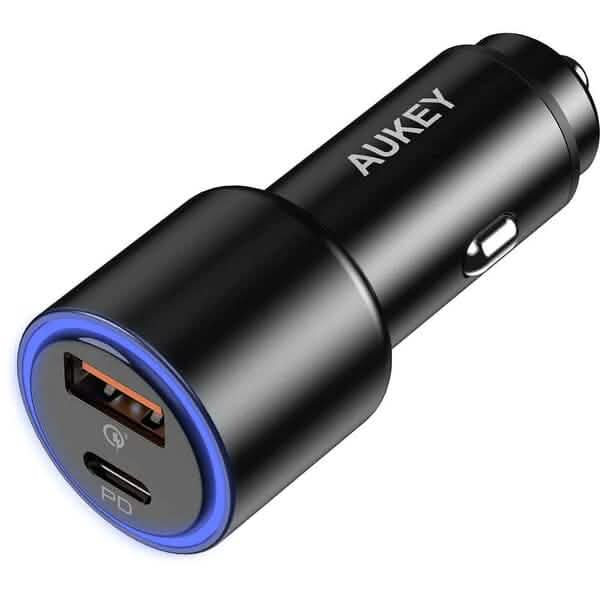 AUKEY 36W LED-Autoladegerät CC-Y18S Dual USB-C/USB-A