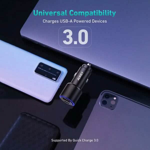 AUKEY 36W LED-Autoladegerät CC-Y18S Dual USB-C/USB-A