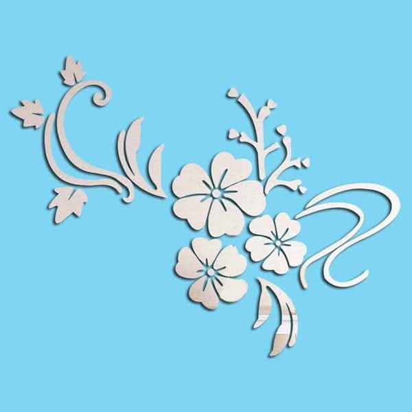 3D Spiegel Blumen Abnehmbarer Wandaufkleber