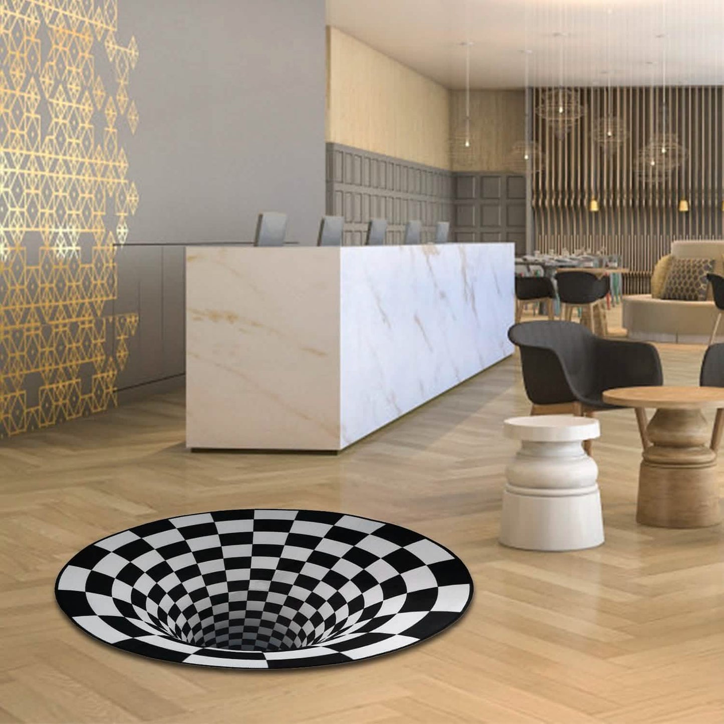 Rutschfeste 3D-Bodenmatte mit visueller Flächendarstellung