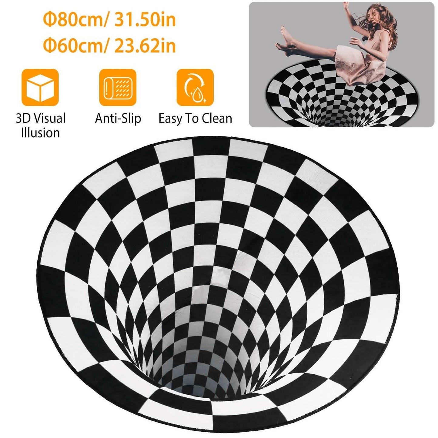Rutschfeste 3D-Bodenmatte mit visueller Flächendarstellung