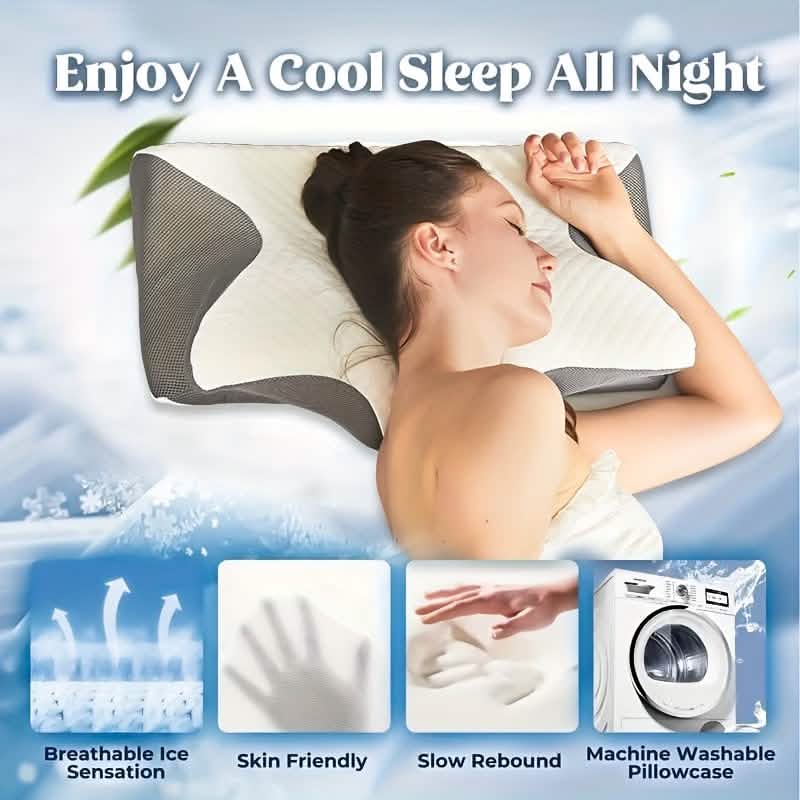 Ergonomisches Memory Foam Nackenkissen – Langsames Zurückfedern, Rücken- und Seitenschläfer