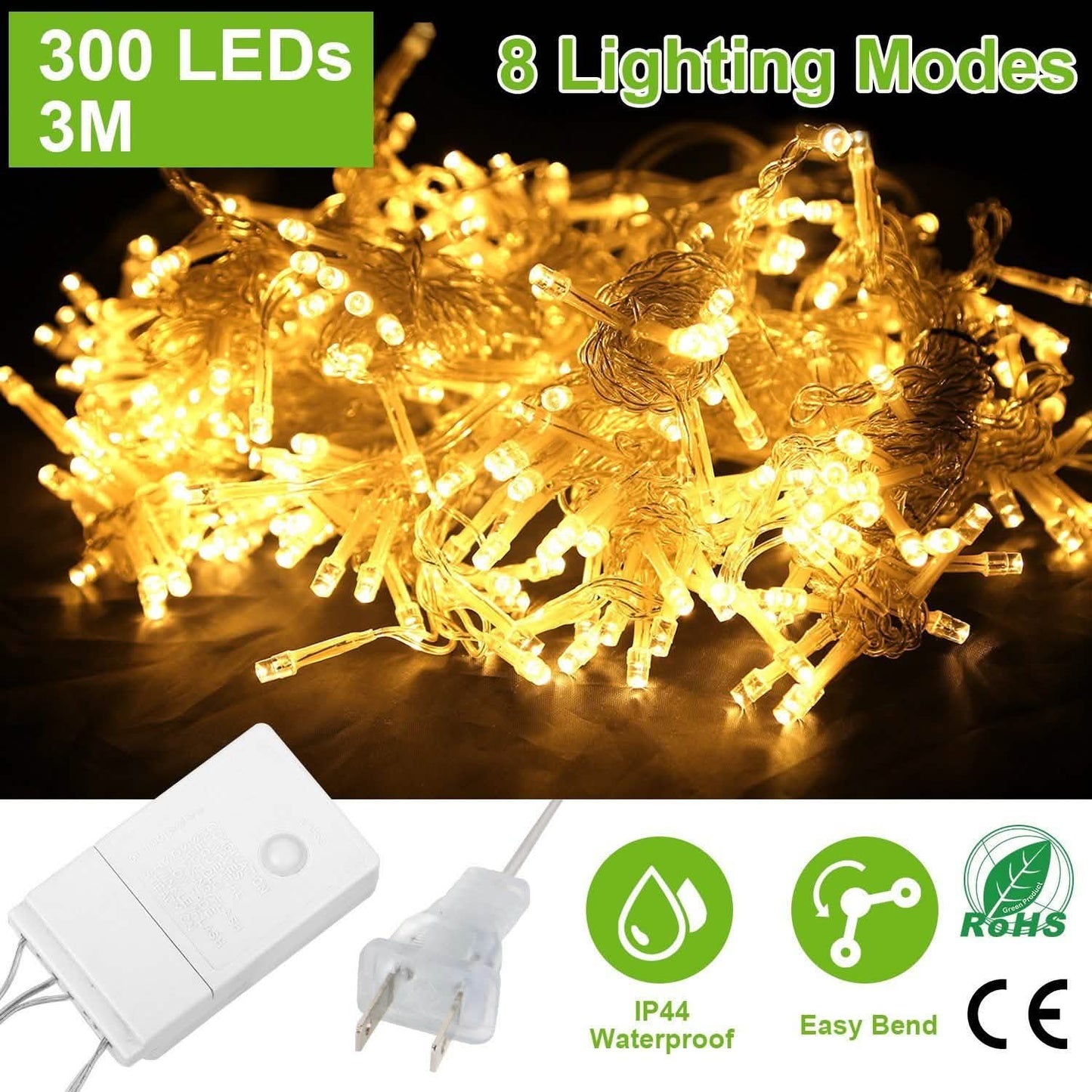 3M 300 LEDs Lichtervorhang mit Fernbedienung