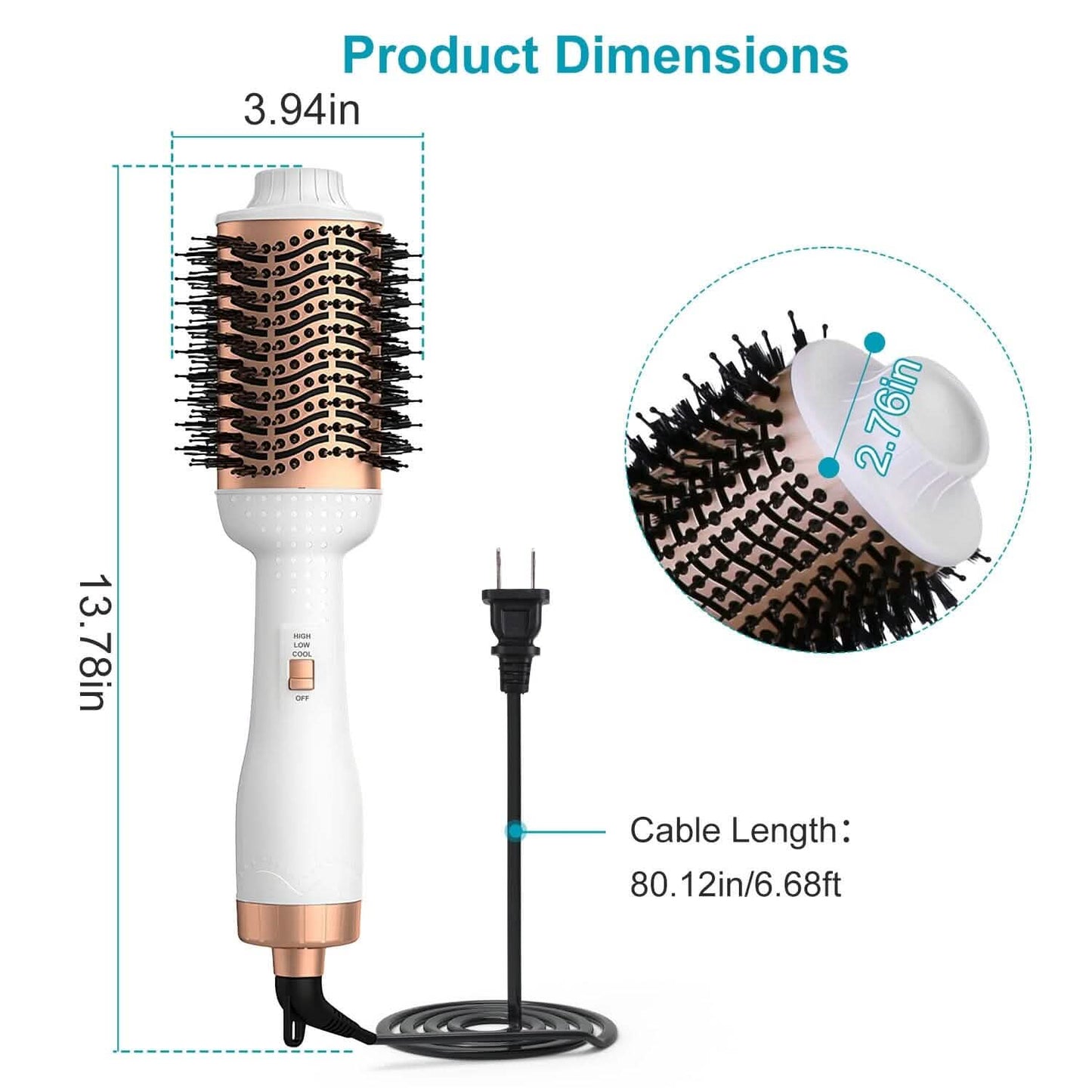 4-in-1 Warmluftbürste Lockenwickler Styler Volumizer Haarglätter Negative Ionen Anti-Frizz