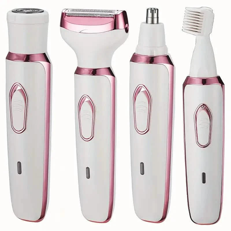 4-in-1 Seidenglatter Elektrorasierer für Frauen – Nass/Trocken, USB wiederaufladbar & tragbar für den ganzen Körper