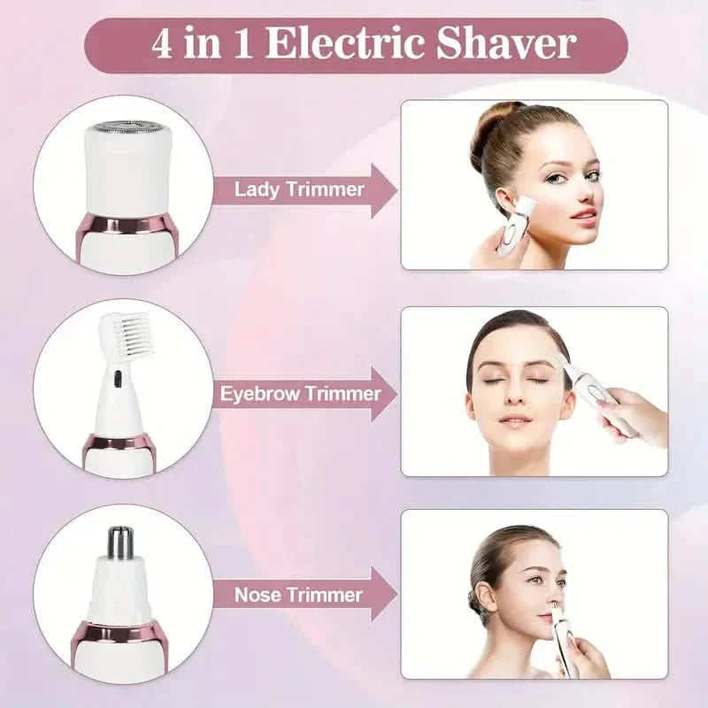 4-in-1 Seidenglatter Elektrorasierer für Frauen – Nass/Trocken, USB wiederaufladbar & tragbar für den ganzen Körper