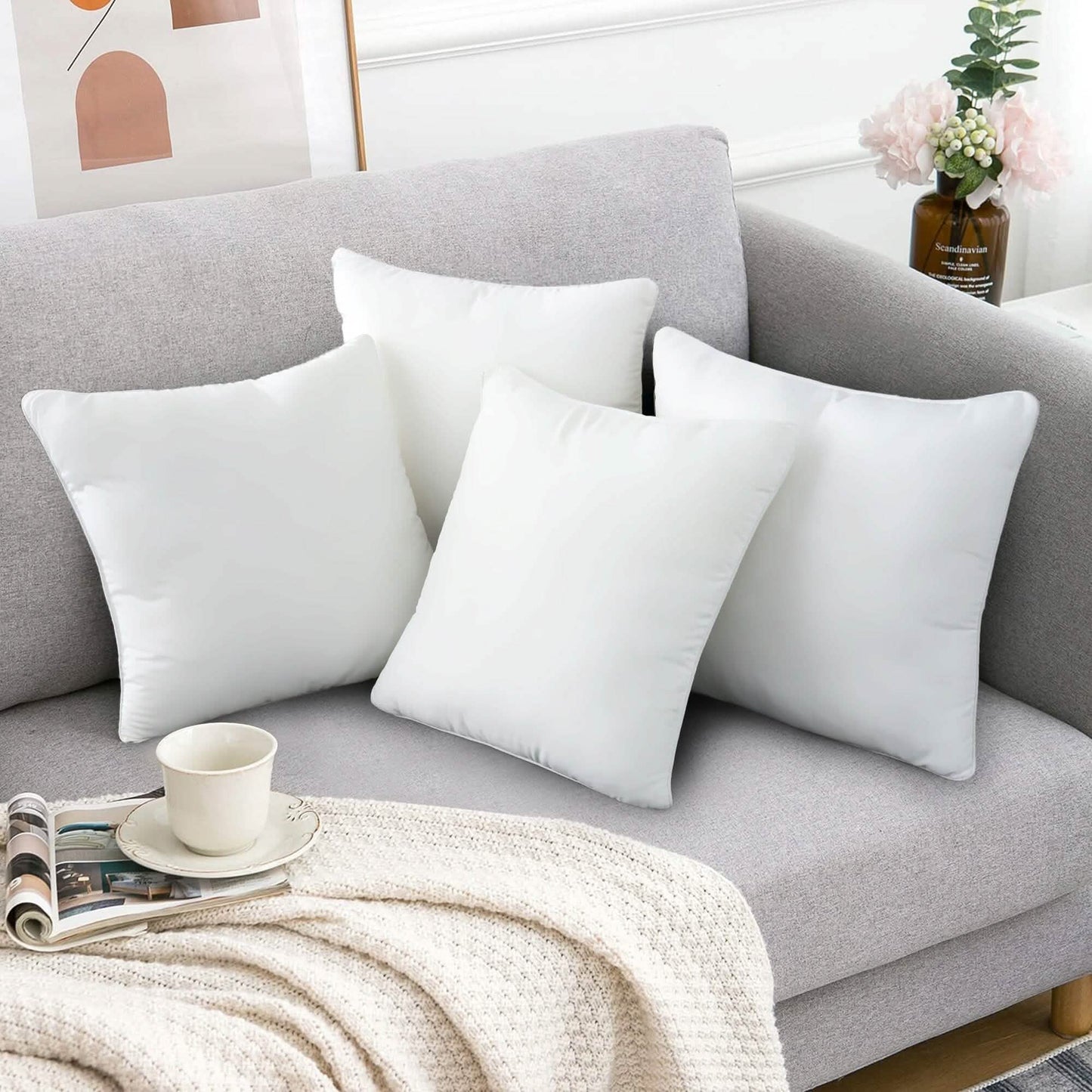4er-Set: Dekokissen Sofakissen Couchkissen-Set, formstabile Kissen