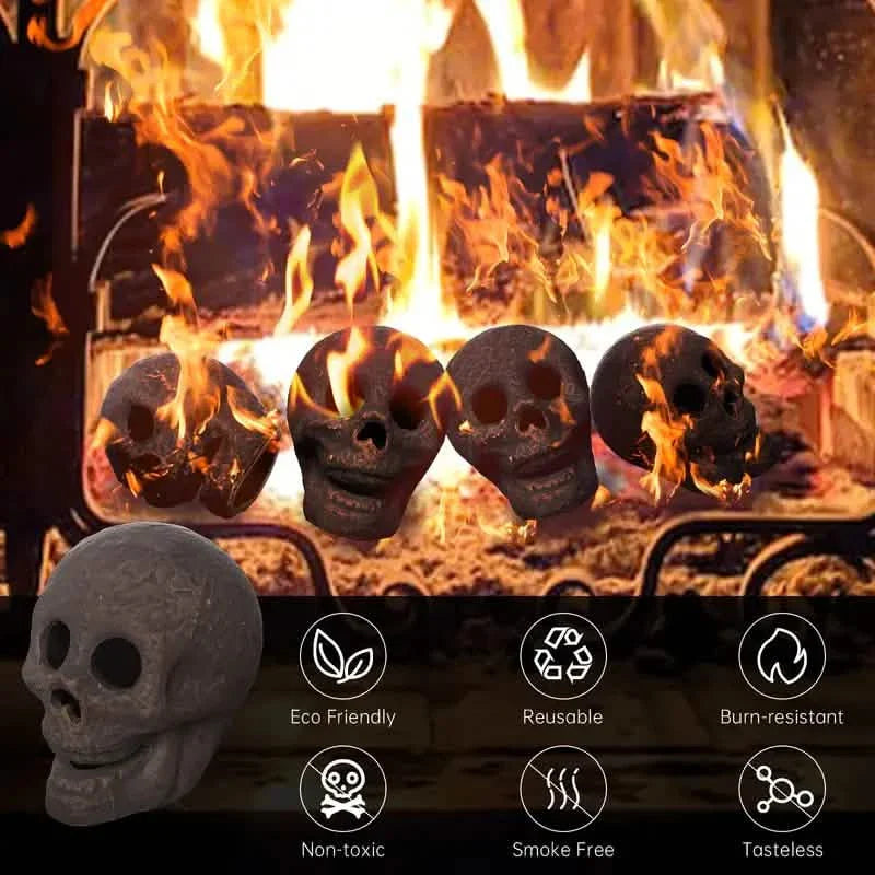 4er-Pack: Halloween Feuerstelle Totenkopf Keramik-Requisiten