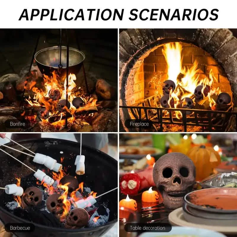 4er-Pack: Halloween Feuerstelle Totenkopf Keramik-Requisiten