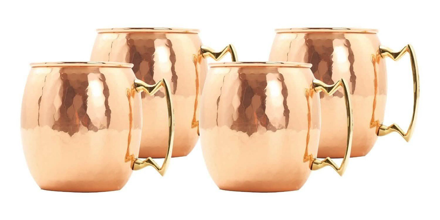 4er-Pack: Moscow-Mule-Becher mit gehämmerter Kupfer-Optik
