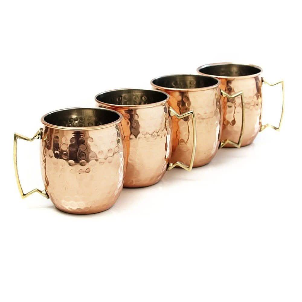 4er-Pack: Moscow-Mule-Becher mit gehämmerter Kupfer-Optik
