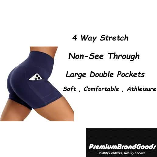 4er-Pack: High Waist Weiche Yoga-Shorts für Damen mit 2 Seitentaschen