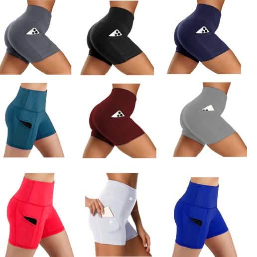 4er-Pack: High Waist Weiche Yoga-Shorts für Damen mit 2 Seitentaschen