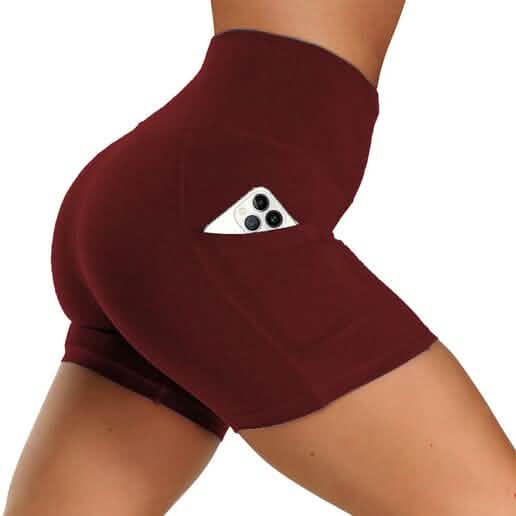 4er-Pack: High Waist Weiche Yoga-Shorts für Damen mit 2 Seitentaschen