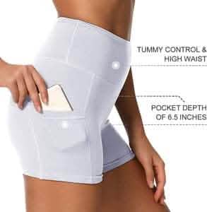 4er-Pack: High Waist Weiche Yoga-Shorts für Damen mit 2 Seitentaschen
