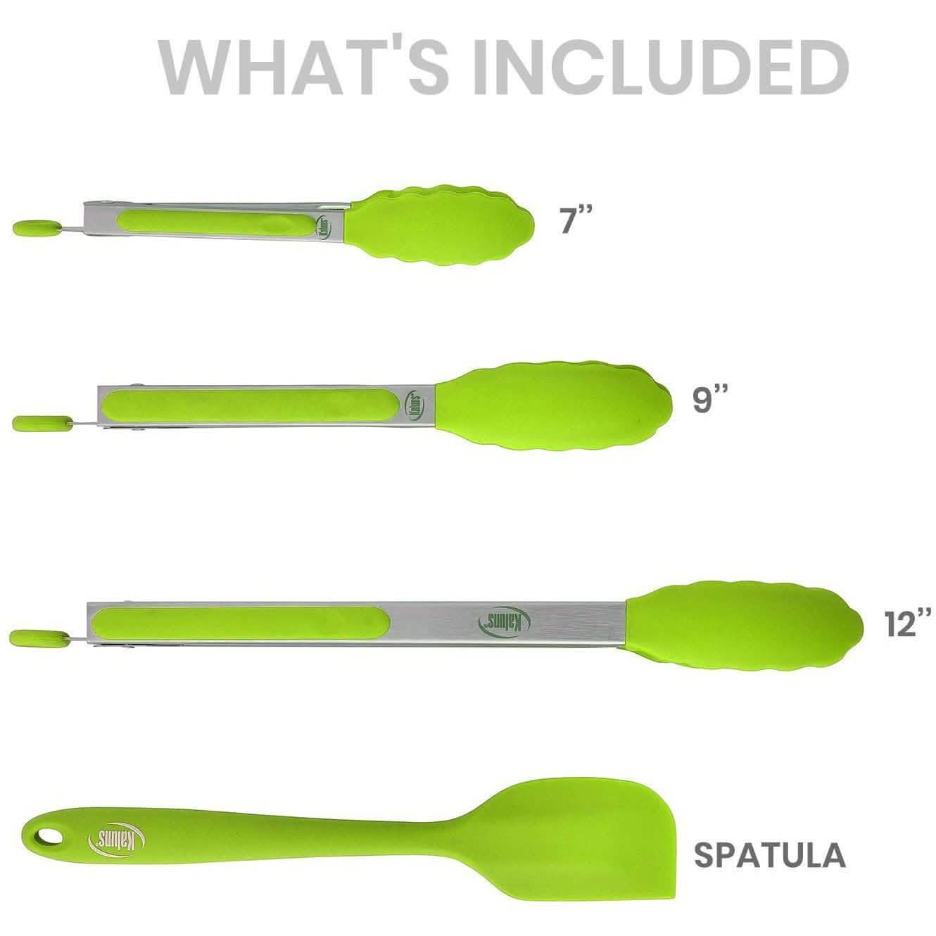 4er-Pack: Kaluns Küchenzange zum Kochen mit Silikonspatel