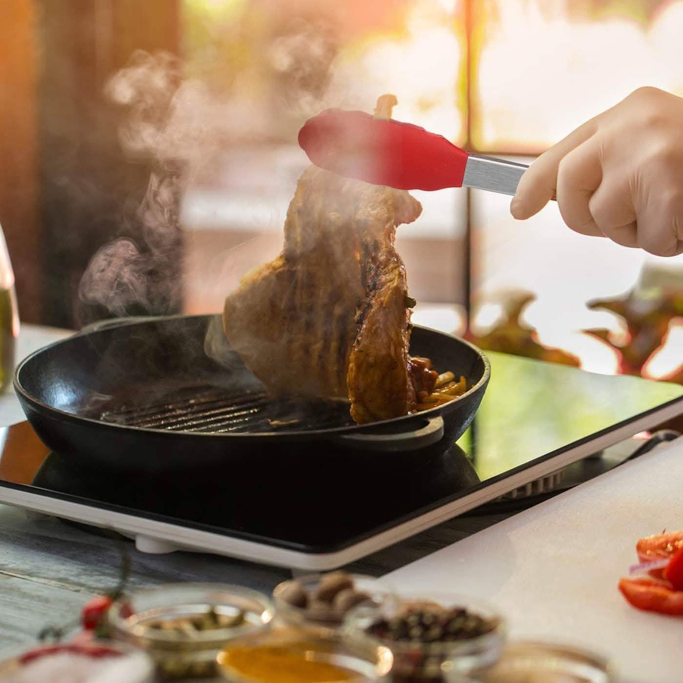 4er-Pack: Kaluns Küchenzange zum Kochen mit Silikonspatel
