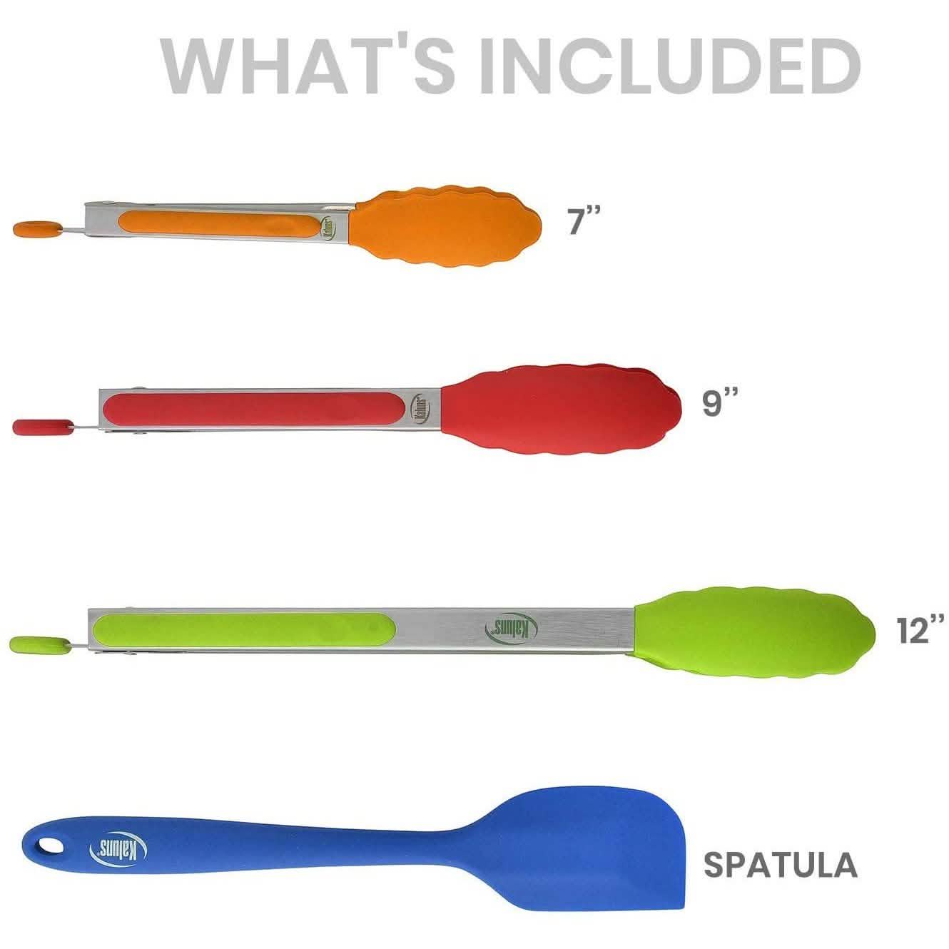 4er-Pack: Kaluns Küchenzange zum Kochen mit Silikonspatel