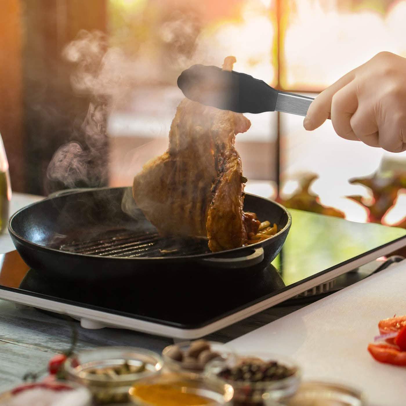4er-Pack: Kaluns Küchenzange zum Kochen mit Silikonspatel