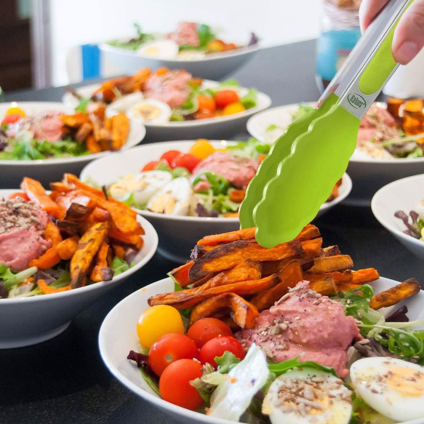 4er-Pack: Kaluns Küchenzange zum Kochen mit Silikonspatel