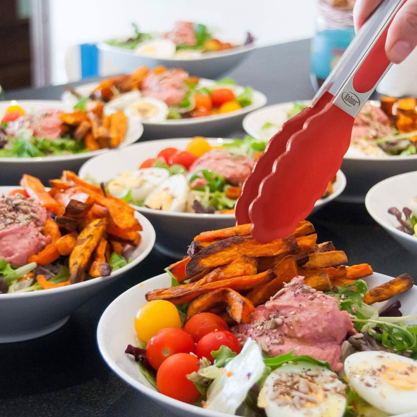 4er-Pack: Kaluns Küchenzange zum Kochen mit Silikonspatel