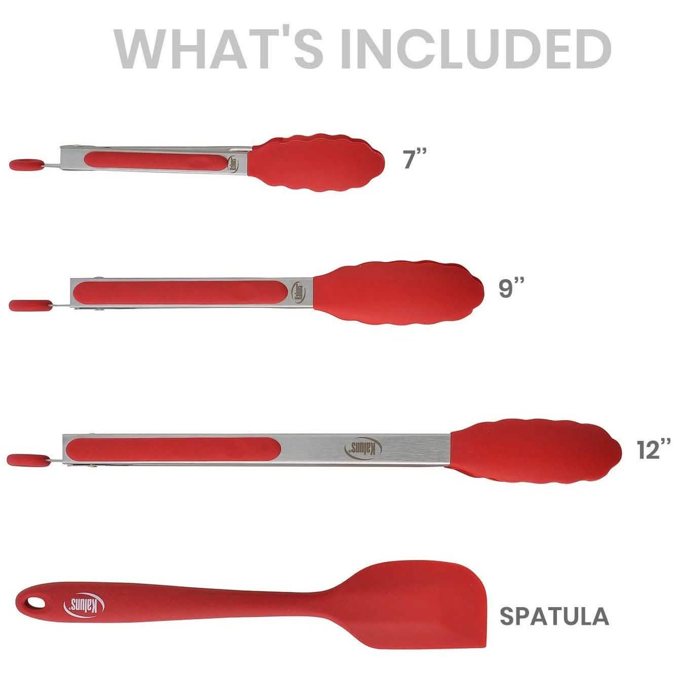 4er-Pack: Kaluns Küchenzange zum Kochen mit Silikonspatel