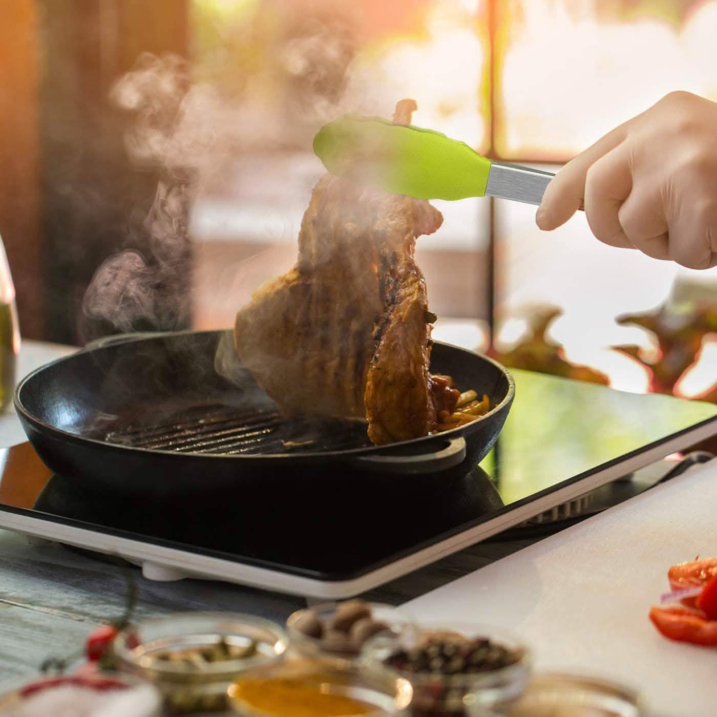 4er-Pack: Kaluns Küchenzange zum Kochen mit Silikonspatel
