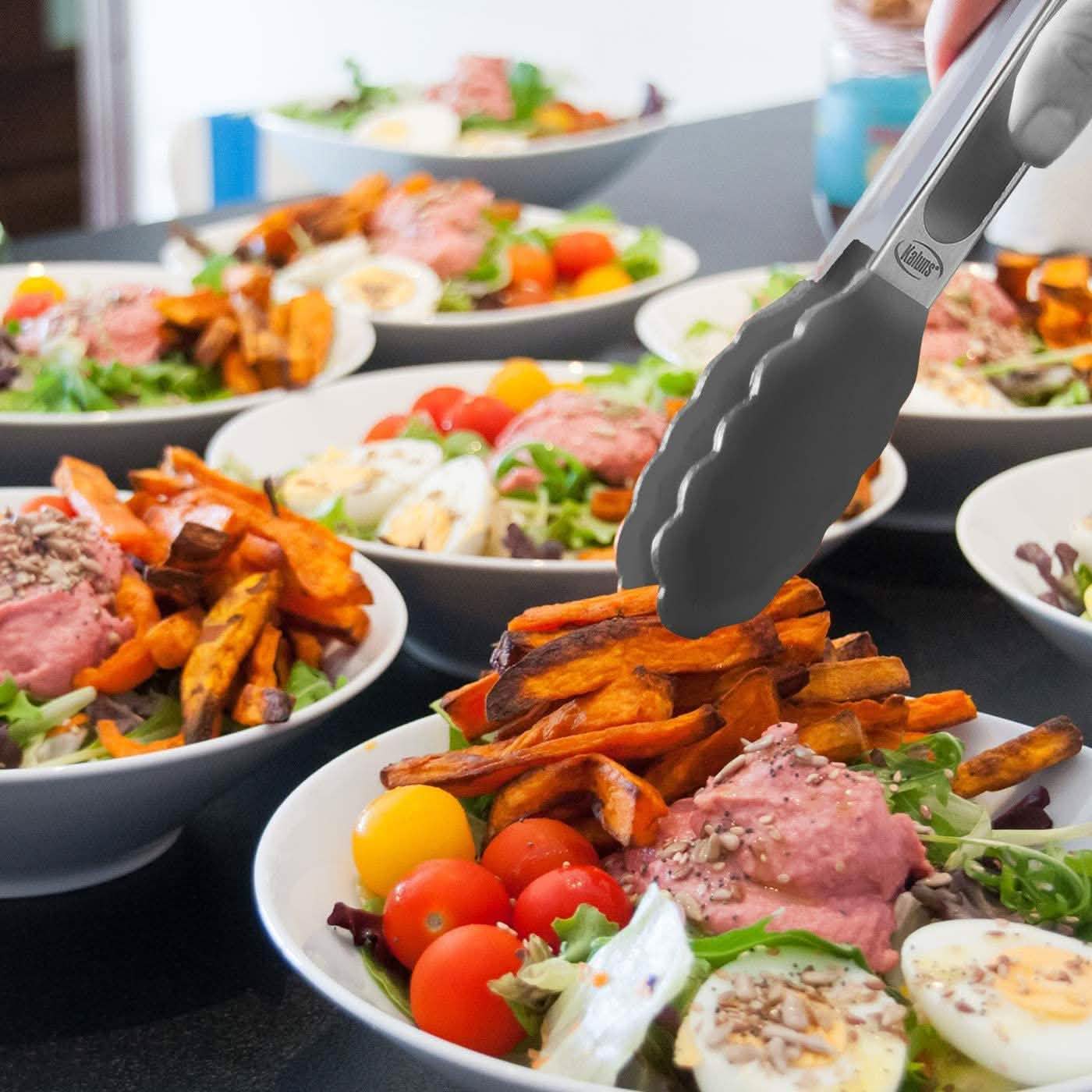 4er-Pack: Kaluns Küchenzange zum Kochen mit Silikonspatel