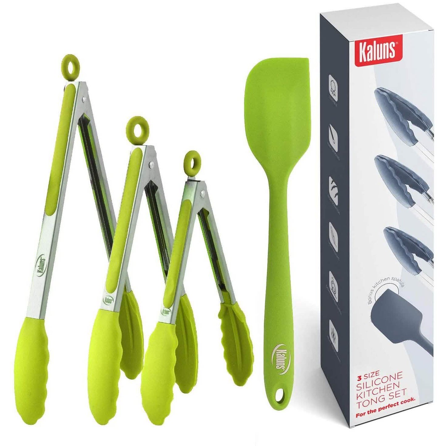 4er-Pack: Kaluns Küchenzange zum Kochen mit Silikonspatel