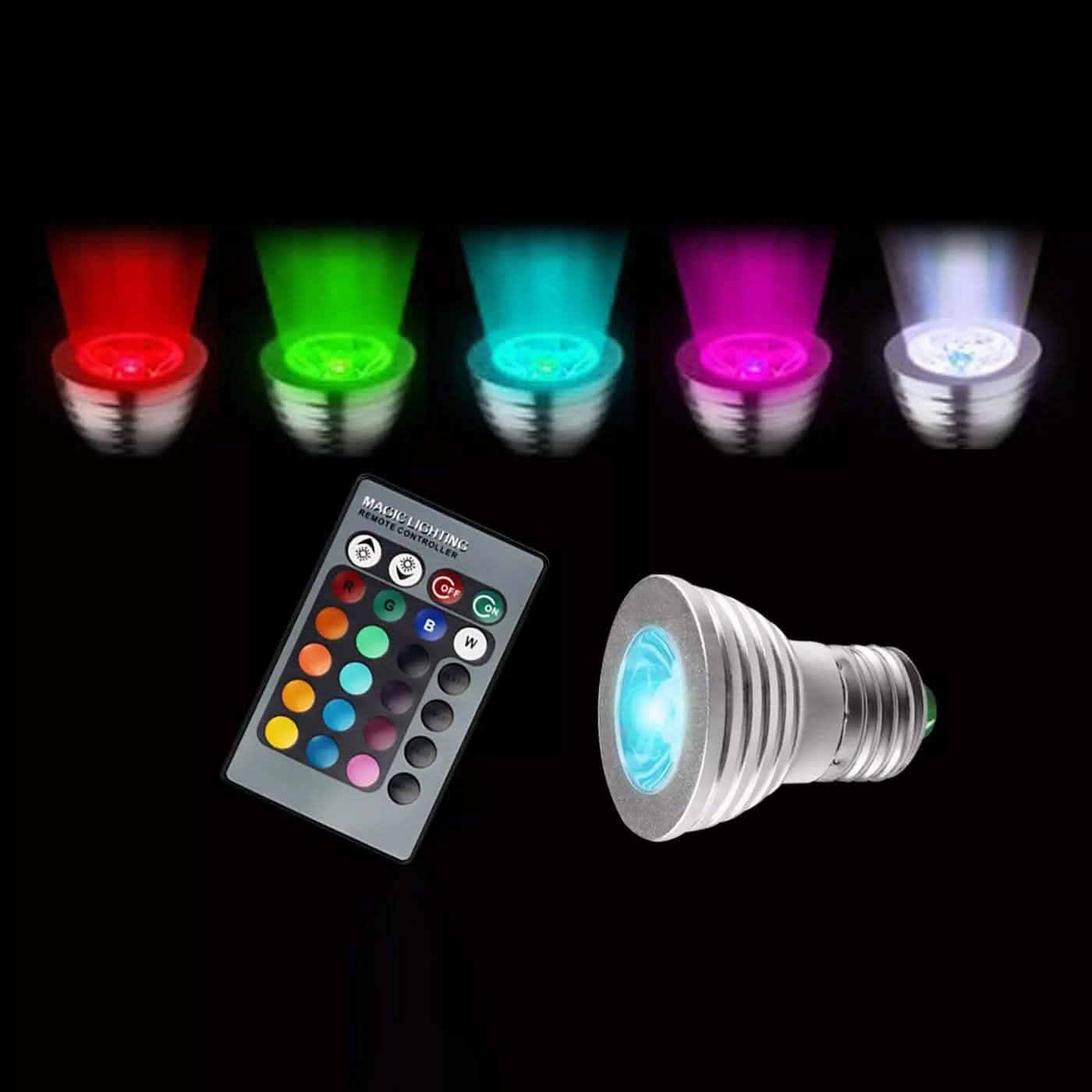 4er-Pack: Magic Light LED-Glühbirne (E27 3W) mit Fernbedienung – 16 Farben