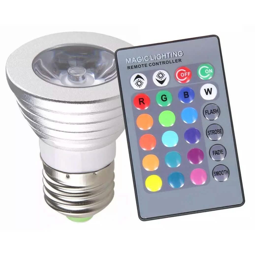 4er-Pack: Magic Light LED-Glühbirne (E27 3W) mit Fernbedienung – 16 Farben