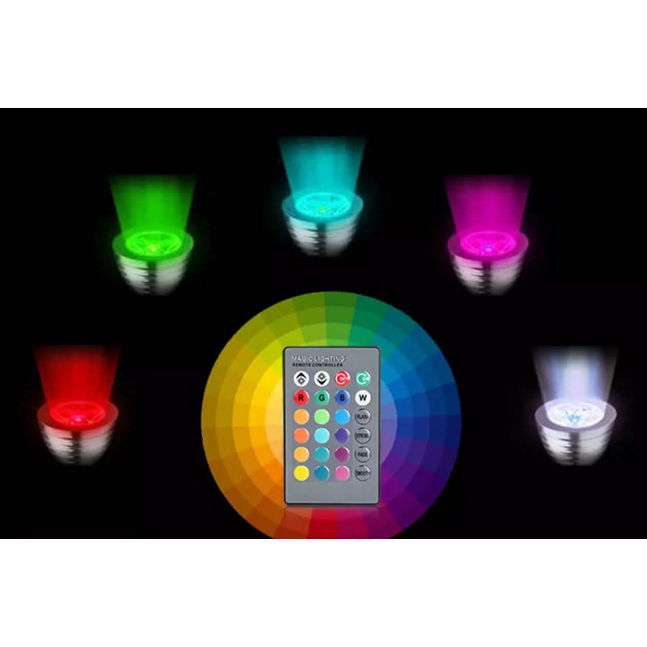 4er-Pack: Magic Light LED-Glühbirne (E27 3W) mit Fernbedienung – 16 Farben