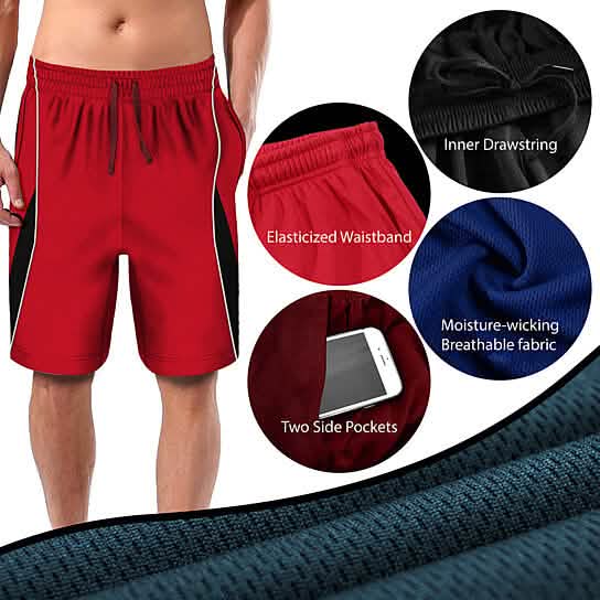4er-Pack: Performance-Shorts für Herren aus feuchtigkeitsableitendem Mesh
