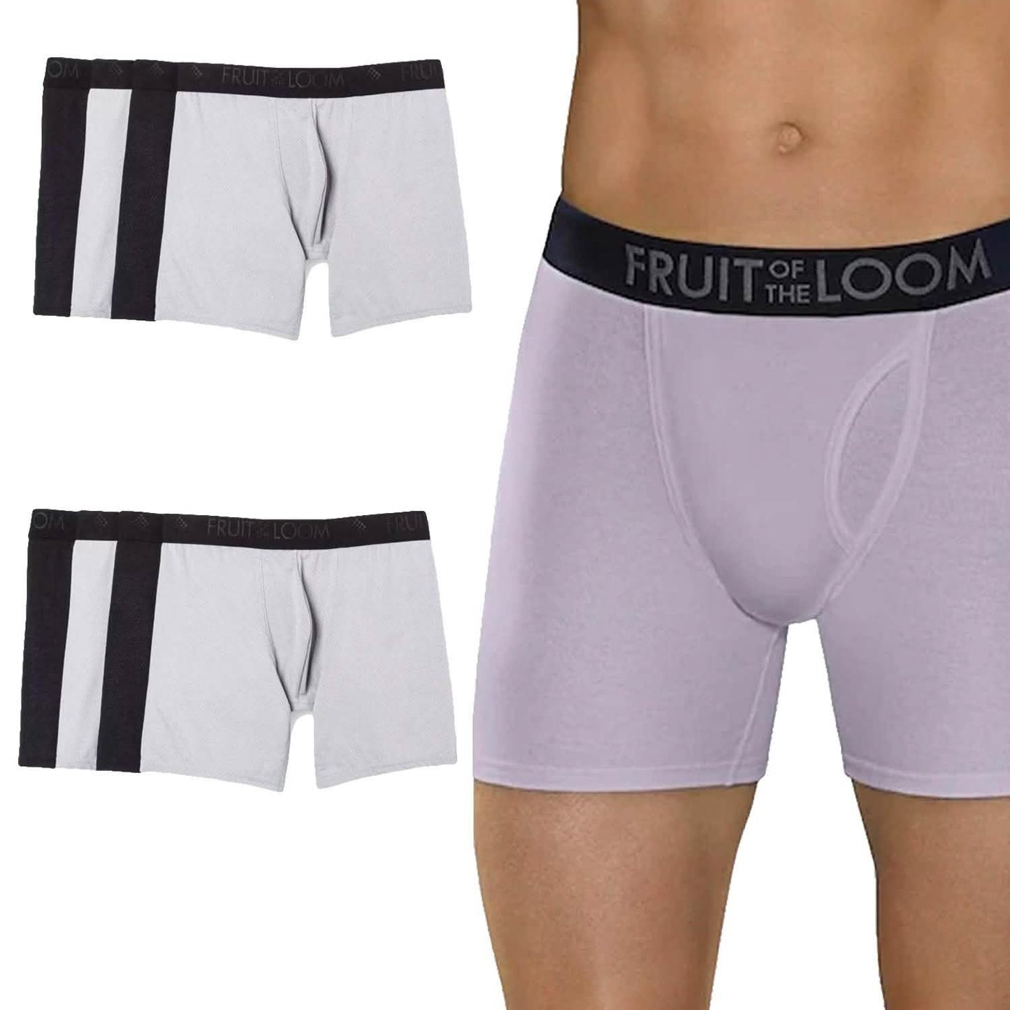 4er-Pack: Herren Fruit of the Loom Atmungsaktive Micro-Mesh Boxershorts