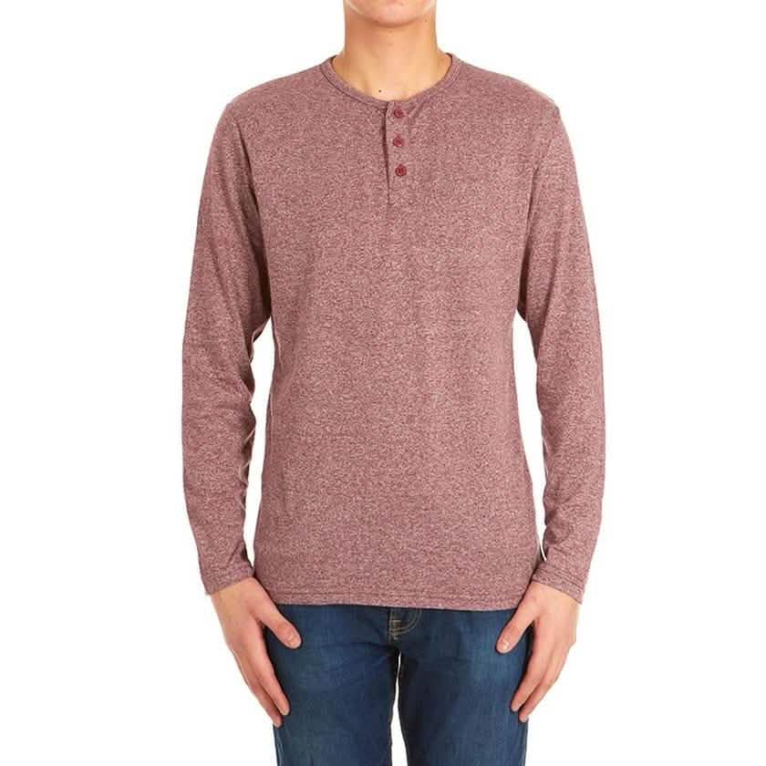 4er-Pack: Herren Langarm Henley Hemden meliert - Größe: Medium