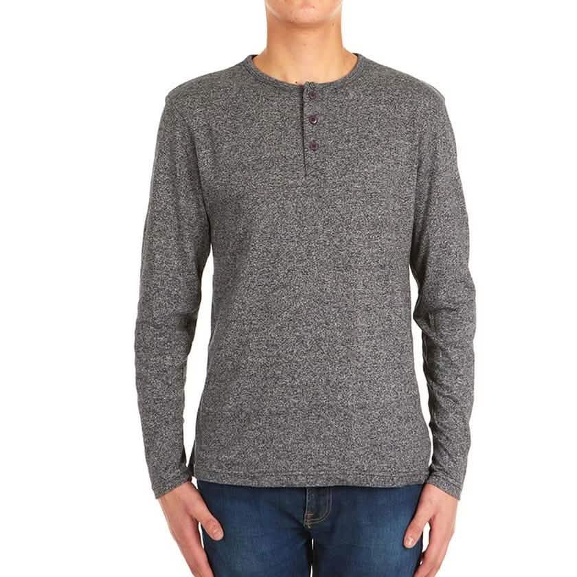 4er-Pack: Herren Langarm Henley Hemden meliert - Größe: Medium