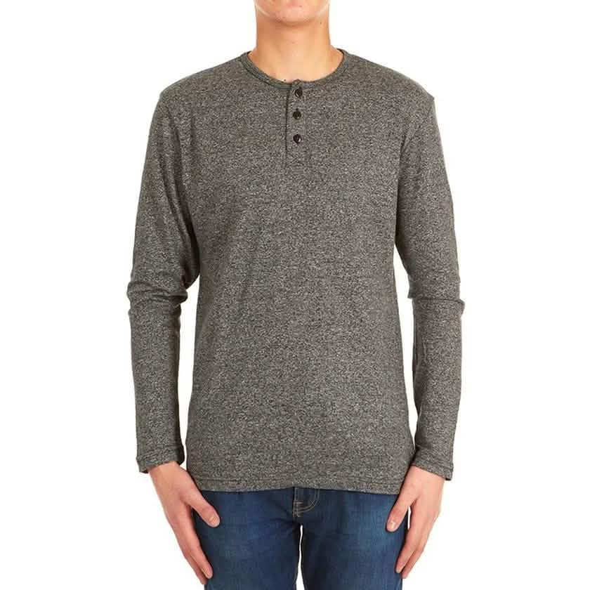 4er-Pack: Herren Langarm Henley Hemden meliert - Größe: Medium